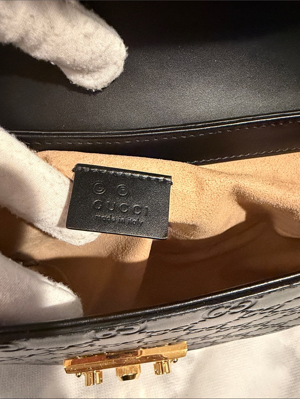 Authentic GUCCI Guccissima Padlock Leather Crossbody/Shoulder Bag - Picture 8 of 13